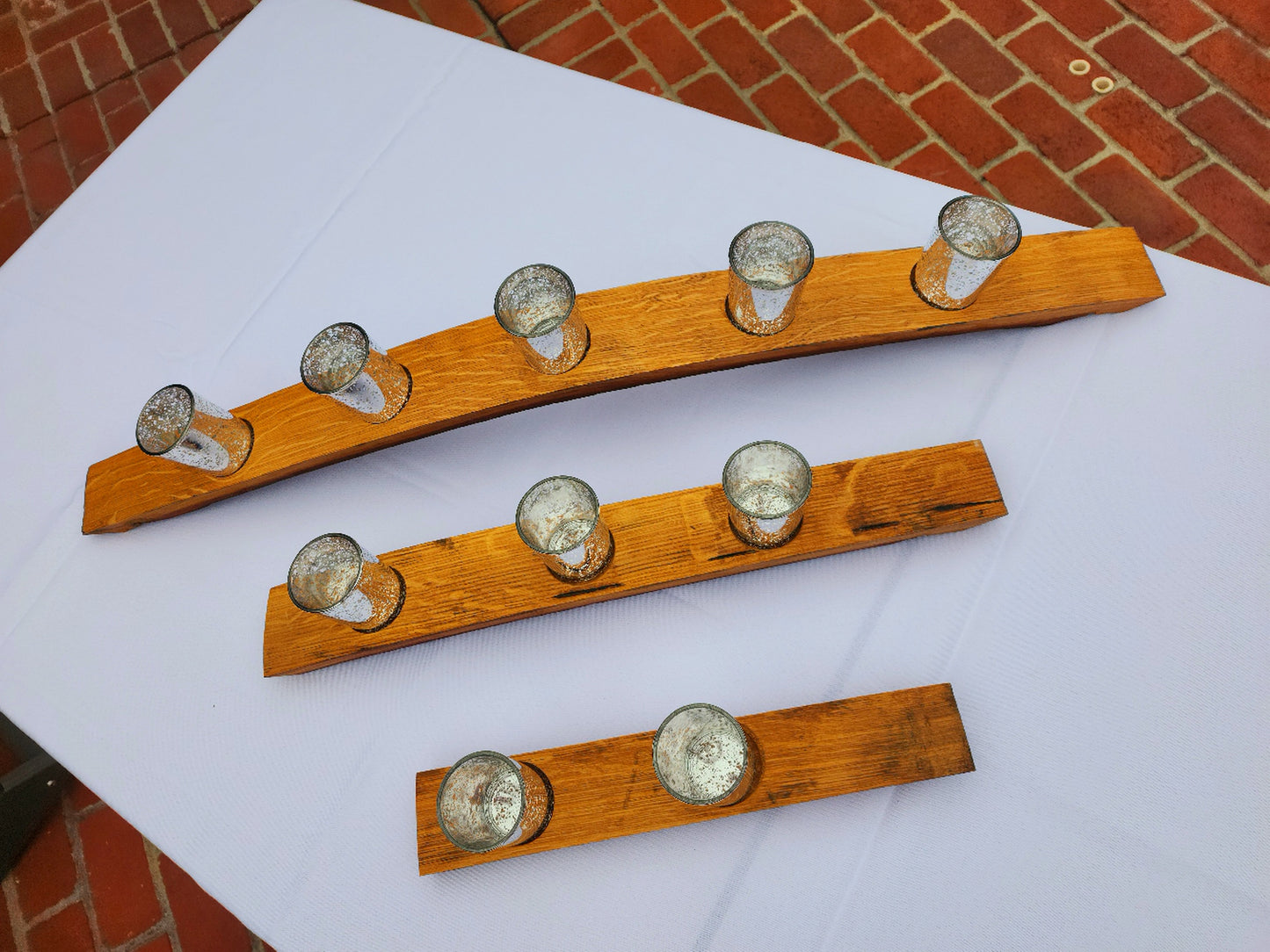 Golden Oak Stave Candelabras